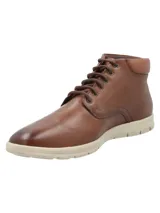 Botín de cuero color marrón con ajuste de cordones, cuello acolchado y suela de goma en color beige. Presenta el logo de la marca RKF grabado en el lateral.