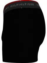 Pack de tres boxers tipo trunk de color negro, confeccionados en tejido suave y elástico. Presentan una cintura elástica distintiva con el logo de Tommy Hilfiger en contraste.
