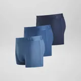 Pack de tres bóxers de microfibra elástica en tonos de azul, con cintura elástica con la inscripción "Ultimate".