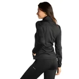 Campera polar Caterpillar de mujer, color negro, con cierre frontal y diseño cuadriculado.