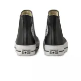 Zapatillas Converse Chuck Taylor All Star de caña alta con plataforma, confeccionadas en cuero ecológico color negro.