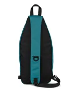 Morral tipo bandolera JanSport, color azul marino, con diseño ergonómico de una sola correa ajustable, compartimento principal con cierre y bolsillo frontal con logo de la marca.