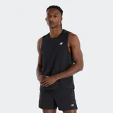 Musculosa deportiva New Balance Sport Essentials color negro, con diseño sin mangas y el logo de la marca estampado en el pecho en color blanco.