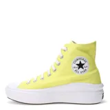 Championes de caña alta Converse modelo Chuck Taylor Move, color amarillo con suela de plataforma blanca y puntera de goma.