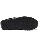 Championes Saucony Jazz Original de dama, color negro con detalles en animal print de cebra, cordones blancos y suela blanca con base negra.