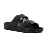 Sandalias Roxy modelo Malibu, color negro, con dos tiras ajustables con hebillas y logo de la marca en el lateral.