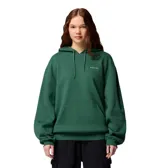 Buzo tipo canguro con capucha y cordones ajustables, de color verde. Presenta un bolsillo frontal tipo canguro, puños y dobladillo acanalados, con el logo de la marca bordado en el pecho.