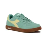 Championes Diadora Champion Lifestyle Helio II, color verde agua con detalles en amarillo pastel y suela marrón.
