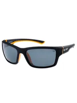 Lentes de sol deportivos Cat modelo Cts Ridge, con armazón negro mate y detalles en naranja. Cuentan con cristales polarizados que ofrecen protección 100% contra rayos UVA y UVB.