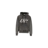 Hoodie Off-White modelo Owr Skate Logo, de color gris oscuro con efecto acid wash, capucha con cordones ajustables, bolsillo estilo canguro y estampa frontal con el logotipo de la marca.