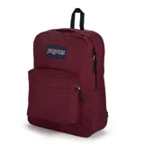 Mochila Jansport Superbreak Plus color bordó con logo de la marca en el frente.