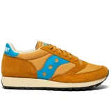 Championes Saucony modelo Jazz 81, color arena con detalles en azul.