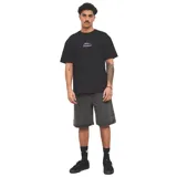 Bermuda de denim Quiksilver color negro con efecto acid wash, corte holgado y bolsillos delanteros y traseros.
