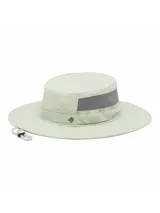 Sombrero de ala ancha Columbia Bora Bora Booney color verde claro, con paneles laterales de malla para ventilación, banda interna hidroabsorbente y cordón ajustable con tope en la parte posterior.