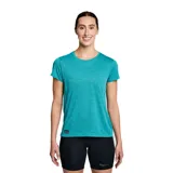 Remera Saucony de dama color turquesa, de corte clásico y mangas cortas.