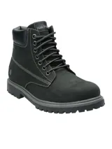 Botín de cuero negro Hush Puppies, con cordones y suela de goma.