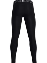 Calza deportiva Under Armour HeatGear Armour de color negro, con cintura elástica ancha con logotipo visible y bolsillo lateral.
