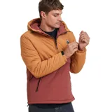 Campera Rusty Clinton de hombre, color naranja y ladrillo, con capucha y cierre de medio cuerpo.