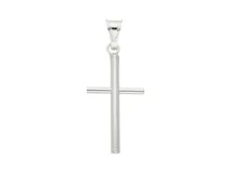 Dije de cruz minimalista fabricado en plata 925, con diseño liso y acabado pulido.