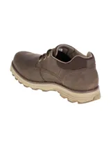 Zapato de cuero nobuk impermeable color marrón, con cordones, entresuela de amortiguación ligera y suela de goma duradera para mayor tracción.