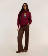 Pantalón wide leg de algodón con rayas verticales finas color marrón.