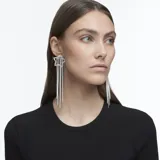 Caravanas de clip con forma de estrella, con piedras blancas redondas y talla baguette, con baño de rodio.