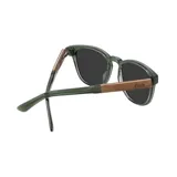 Lentes de sol Indie Palm de acetato color verde oliva con lentes polarizados grises y patillas negras.