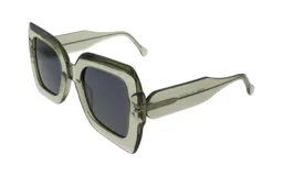 Lentes de sol Donna modelo 1251, color verde oliva, con marco cuadrado de acetato y lentes grises.