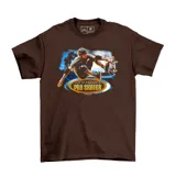 Remera de algodón color marrón con estampa frontal de Tony Hawk's Pro Skater, con diseño gráfico de un skater en acción.