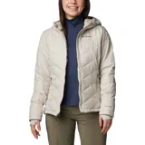 Campera Columbia Heavenly con capucha, diseñada con tecnología termorreflectante Omni-Heat para mayor retención de calor. Presenta un diseño acolchado con cierre frontal, bolsillos laterales con cremallera y puños con orificio para el pulgar.