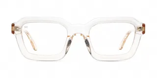 Lentes con armazón cuadrado transparente, de diseño inspirado en los años 70, con tecnología de protección contra la luz azul.