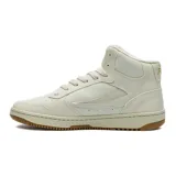 Championes de caña alta Fila FX-33 High, color blanco con detalles dorados, con cordones y suela de goma marrón.