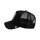 Gorra de camionero negra con parche bordado de un cocodrilo y la frase "Oh Snap".