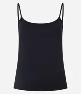 Musculosa básica de poliamida color rosa claro, con breteles finos y escote redondo.