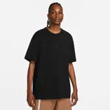 Camiseta negra de corte holgado con logo Nike bordado en el pecho.