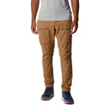 Pantalón de senderismo color marrón, con diseño técnico que incluye múltiples bolsillos cargo, bolsillos laterales y traseros, cinturón integrado y ajuste en el dobladillo.