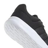 Championes Adidas Lite Racer 4.0 de diseño deportivo, color negro con mediasuela blanca con tecnología Cloudfoam. Presentan el logo de la marca en la lengüeta y las tres tiras laterales características.