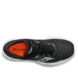Championes de running Saucony Ride 16, color negro con detalles plateados y suela blanca.
