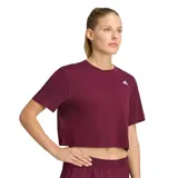Remera deportiva Adidas de manga corta, color bordó, con cuello redondo y el logo de la marca bordado en blanco en el pecho.