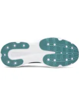 Championes de running Under Armour Infinite, con parte superior de tejido de punto transpirable en tono azul verdoso y entresuela blanca con tecnología de amortiguación UA HOVR.