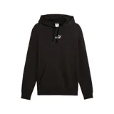 Canguro Puma de color negro con capucha ajustable mediante cordones, bolsillo frontal tipo canguro y logo de la marca estampado en el pecho.
