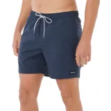 Short de baño Rip Curl Daily color azul marino, con cintura elástica ajustable con cordón blanco, bolsillos laterales y logo pequeño estampado en la pierna.