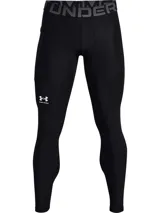 Calza deportiva Under Armour HeatGear Armour de color negro, con cintura elástica ancha con logotipo visible y bolsillo lateral.