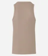 Musculosa de hombre color beige con textura acanalada, cuello redondo y corte regular.