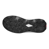 Championes de trail running Salomon Ultra Flow 2, de color negro con suela blanca y detalles en gris. Cuenta con upper de malla transpirable, entresuela amortiguada y suela con tacos para mayor tracción en terrenos difíciles.