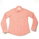 Camisa de manga larga a rayas verticales azules y blancas, confeccionada en algodón.