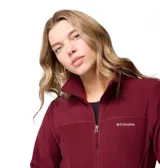 Campera de polar Columbia modelo Fast Trek II, color bordó, con cierre frontal completo, cuello alto y bolsillos laterales y en la manga con cierre.