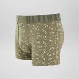 Pack de tres bóxers de hombre con cintura elástica con la inscripción "Ultimate". Un bóxer es gris liso, otro es verde con estampado de aguacates y el tercero es negro con estampado de hamburguesas.