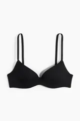 Soutien super push-up de microfibra color negro, con aros, copas con relleno y breteles ajustables.