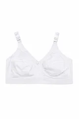Soutien estructurado blanco, sin relleno ni aros, con breteles ajustables y detalle de moño en el centro.